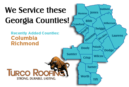 Turco Roofing services all of Middle Georgia Counties